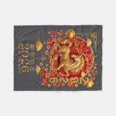 2026 Year Of The Horse Red Chinese New Year Lunar  Fleecedecke (Vorderseite (Horizontal))