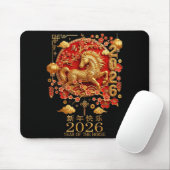 2026 Year Of The Horse Red Chinese New Year Lunar  Mousepad (Mit Mouse)