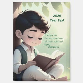 2026 Year Text Boy Reading Magnet