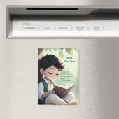 2026 Year Text Boy Reading Magnet (In Situ (Geschirrspüler))