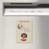 2026 Year Text Girl Reading Magnet (In Situ (Geschirrspüler))