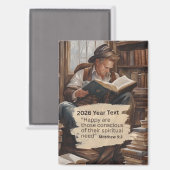 2026 Year Text Man Reading Magnet (Vorderseite/Rückseite)