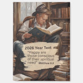 2026 Year Text Man Reading Magnet (Vorderseite)