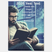 2026 Year Text Man Reading Magnet (Vorderseite)