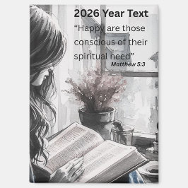 2026 Year Text Woman Reading Magnet