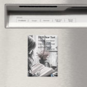 2026 Year Text Woman Reading Magnet (In Situ (Geschirrspüler))
