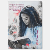 2026 Year Text Woman Reading Magnet (Vorderseite)