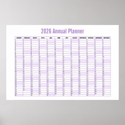 2026 Year-to-View Wall Planner Calendar  Poster (Vorne)