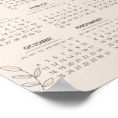 2026 Yearly Calendar Floral Line Art Minimalistisc Poster (Ecke)