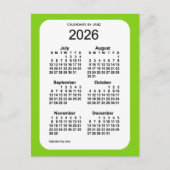 2026 Yellow Green 6 Month Mini Calendar von Janz Postkarte (Vorderseite)