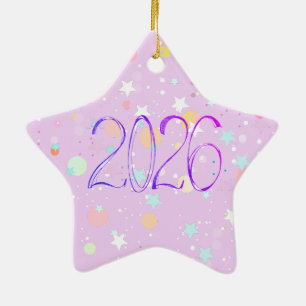 2026 Zahl neues Jahr Zeichnung süße Pastell-Orname Keramik Ornament