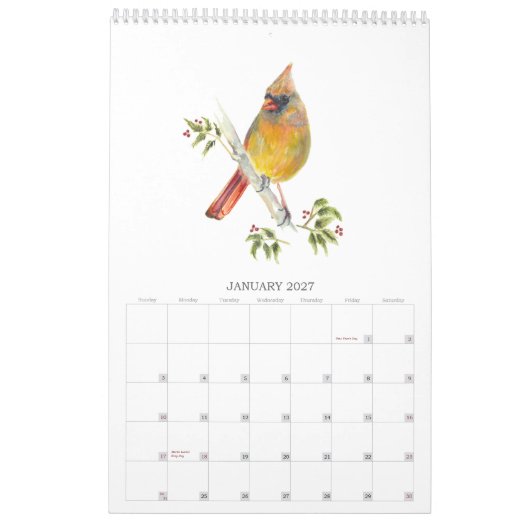 2026Garten-Vögel im Aquarellkalender Kalender (Jan 2027)
