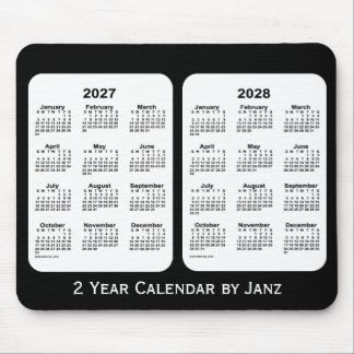 2027-2028 2-jähriger Schwarzweiss-Kalender durch Mousepad