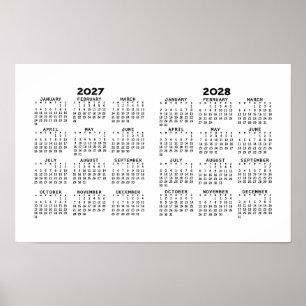 2027 2028 Kalender - Basic Minimal 2 Jahre Poster