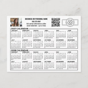 2027 2028 Kalender mit Logo, QR-Code, Foto Postkarte
