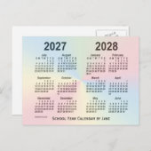 2027-2028 Rainbow Cloud School Calendar by Janz Postkarte (Vorne/Hinten)