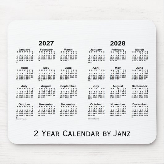 2027-2028 Weißer 2-Jahres-Kalender von Janz Mousep Mousepad (Vorne)