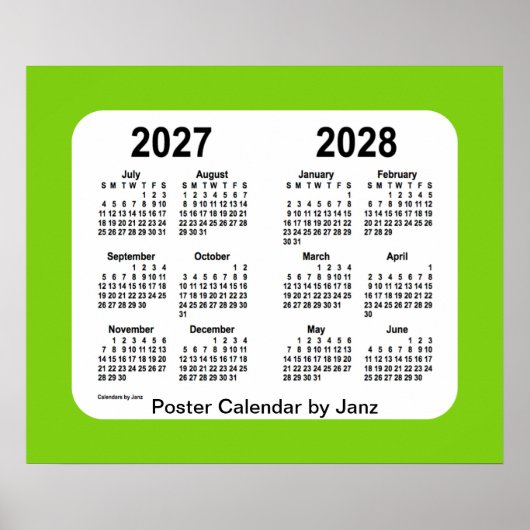 2027-2028 Yellow Green School Calendar by Janz Poster (Vorne)