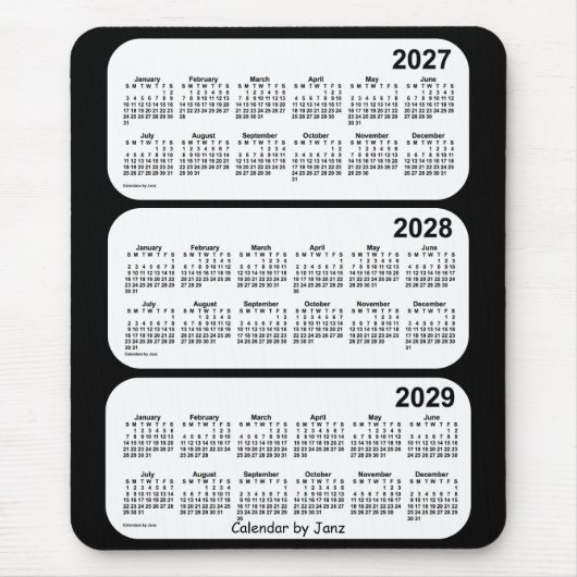 2027-2029 Schwarz-Weiß-Dreijahreskalender von Janz Mousepad (Vorne)