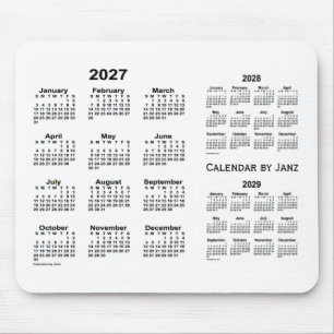 2027-2029 weißer 3-jähriger Kalender durch Janz Mousepad