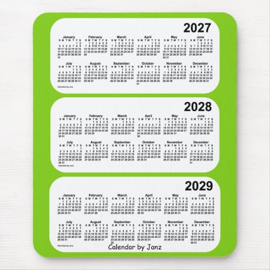 2027-2029 Yellow Green 3 Year Calendar by Janz Mousepad (Vorne)
