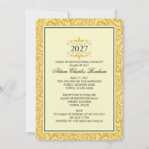 2027 Abschlussvorlage Golden Gelb Formal Einladung