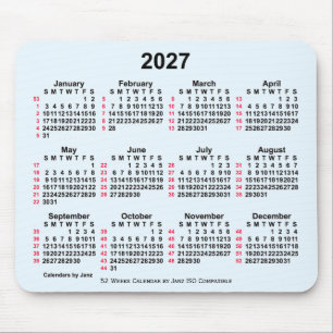 2027 Alice Blue 52 Weeks ISO Calendar by Janz Mousepad