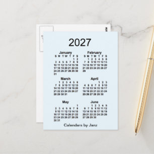 2027 Alice Blue 6-Monats-Mini-Kalender von Janz Postkarte