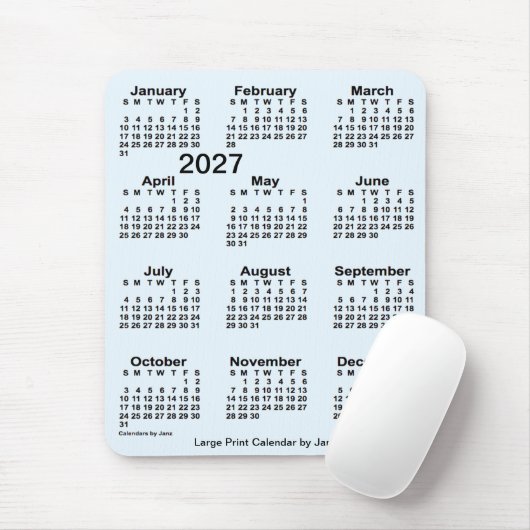 2027 Alice Blue Large Print Calendar von Janz Mousepad (Mit Mouse)