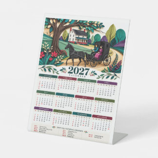 2027 Amischer Pferd und Buggy Landhaus Sockelschild