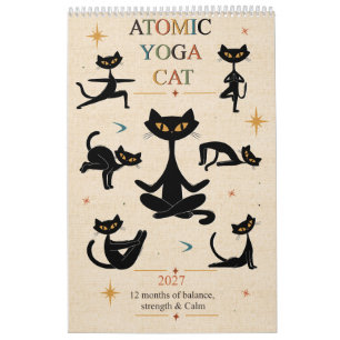 2027 Atomic Cat Yoga Kalender Mid-Century Modern