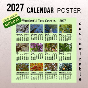 2027 Baumkronen-Foto-Kalender - Montagswoche  Poster