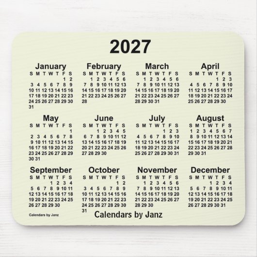 2027 Beige Kalender von Janz Mouse Pad Mousepad (Vorne)