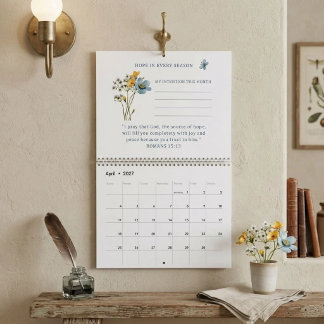 2027 Bibelvers mit monatlicher Absicht Wildblume Kalender