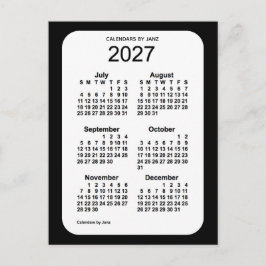 2027 Black 6 Month Mini Kalender von Janz Postkarte