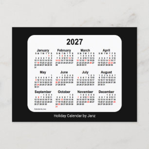 2027 Black Holiday Mini-Kalender von Janz Feiertagspostkarte