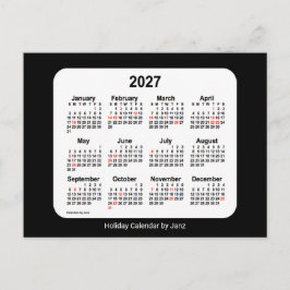 2027 Black Holiday Mini Kalender von Janz Feiertagspostkarte