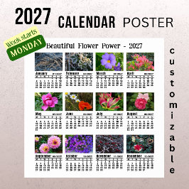 2027 Blumen-Foto-Kalender - Montagswoche Poster