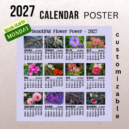 2027 Blumen-Foto-Kalender - Montagswoche Poster