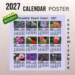 2027 Blumen-Foto-Kalender - Montagswoche Poster