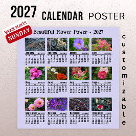 2027 Blumen-Foto-Kalender - Sonntagswoche Poster