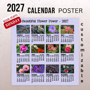 2027 Blumen-Foto-Kalender - Sonntagswoche Poster