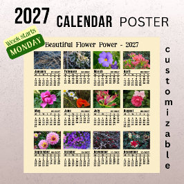 2027 Blumen-Fotokalender - Montagswoche Poster