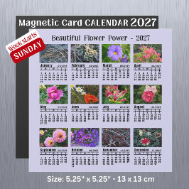 2027 Blumen-Fotokalender Sonntag Woche Magnetkarte