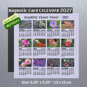 2027 Blumenkalender - Montag Woche Magnetkarte