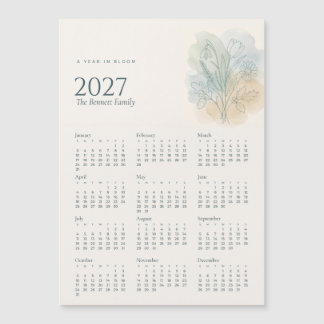 2027 Botanischer Familienkalender Magnet