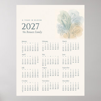 2027 Botanischer Jahreskalender Poster | Familienn