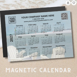 2027 Business-Logo QR-Strandkalender-Magnet  Magnetkarte