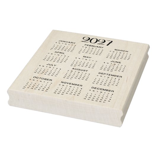 2027 Calendar #1 Four Rows, Three Columns Gummistempel (Stempel)