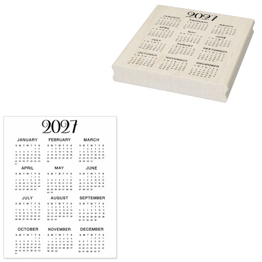 2027 Calendar #1 Four Rows, Three Columns Gummistempel (Stempel)